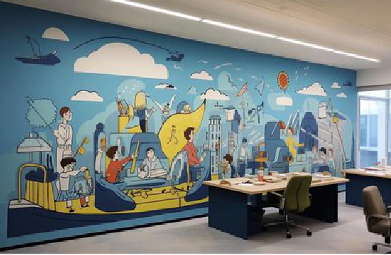 随县办公室墙绘的特点。